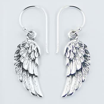 Antiqued Sterling Silver Wing Dangle Earrings